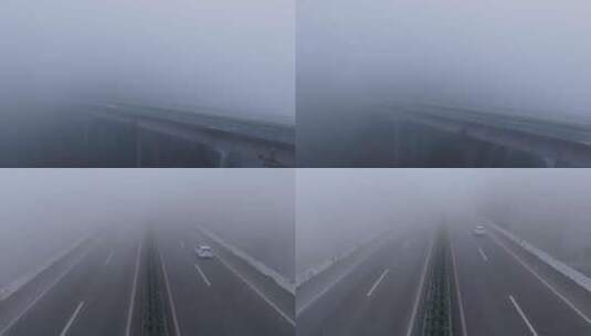 大雾浓雾天气高速路行车高清在线视频素材下载