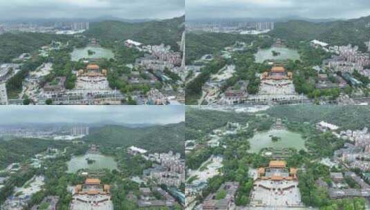 珠海圆明新园航拍园林建筑群景观古建筑风景高清在线视频素材下载