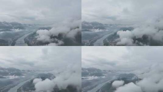 天峨县国家森林公园清晨平流雾航拍高清在线视频素材下载