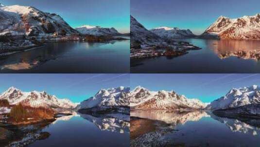 4K航拍挪威斯沃尔韦尔清晨雪景高清在线视频素材下载