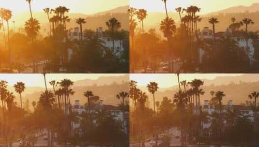 美国加州日落时风景如画的圣巴巴拉天际线高清在线视频素材下载