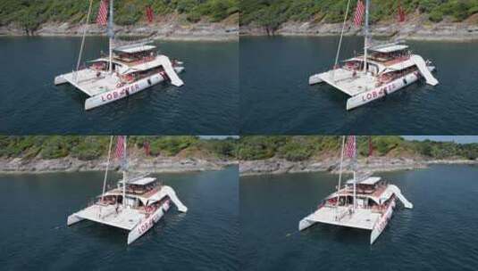 泰国普吉岛帆船双体船派对游船高清在线视频素材下载