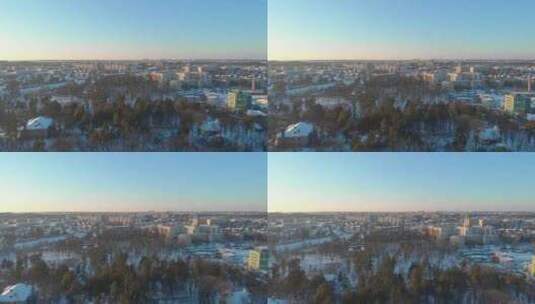 空中城市景观冬季高清在线视频素材下载