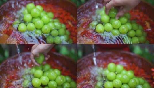 清洗绿巨型葡萄高清在线视频素材下载