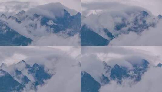 玉龙雪山云雾缭绕自然景象延时摄影高清在线视频素材下载