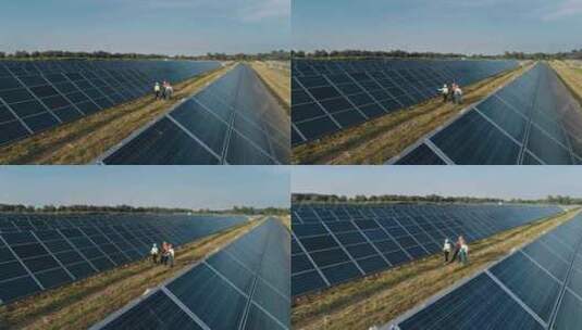 太阳能光伏电力工程师现场讨论规划高清在线视频素材下载