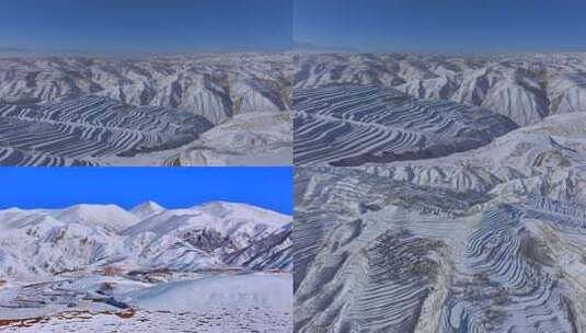 梯田雪景 梯田 雪后梯田 雪景 乡村雪景高清在线视频素材下载