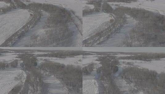 中国北方冰雪道路自驾航拍高清在线视频素材下载