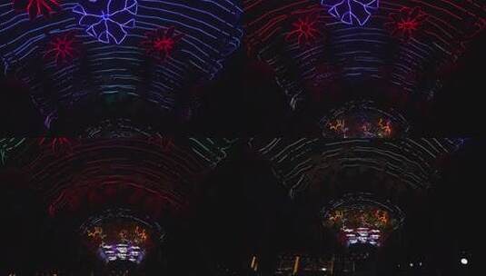 夜间彩色灯光映照的冰瀑景观高清在线视频素材下载