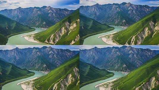 航金沙江峡谷河流自然风景旅行地貌高清在线视频素材下载