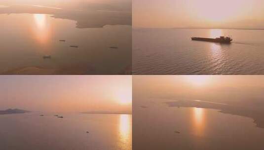 鄱阳湖落日自然风光航拍高清在线视频素材下载