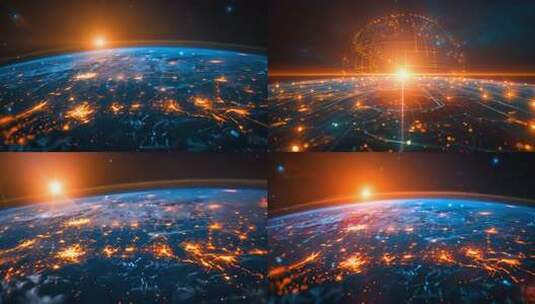 全球化视野 太空鸟瞰地球 世界互联互通高清在线视频素材下载