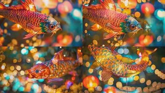 传统民间非遗鱼灯 纯手工制作节日庆祝灯笼高清在线视频素材下载