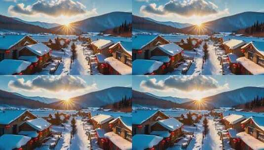 「有版权」航拍中国雪乡4K高清在线视频素材下载