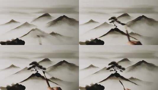 水墨山水古风背景素材高清在线视频素材下载