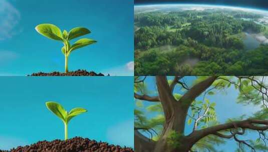 阳光下新生植物幼苗特写高清在线视频素材下载