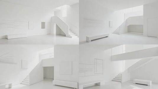 简约白色室内空间场景高清在线视频素材下载