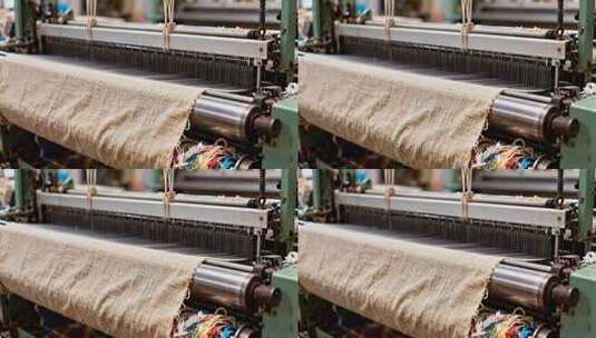 工厂织布机织布场景高清在线视频素材下载