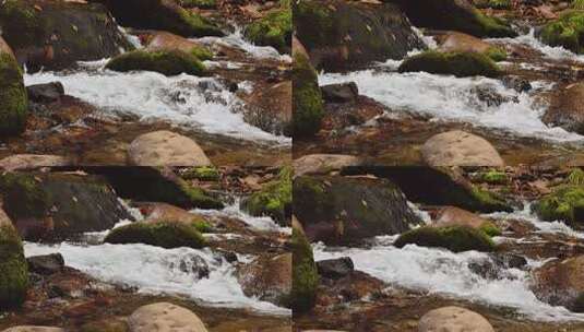 山间流淌的溪水与岩石高清在线视频素材下载