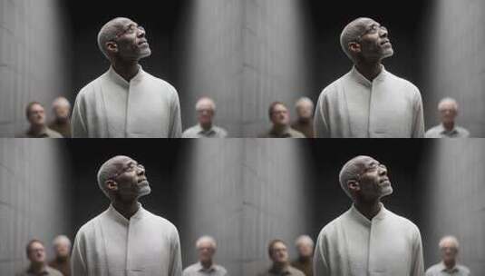 目光坚定长者团队展望未来发展高清在线视频素材下载