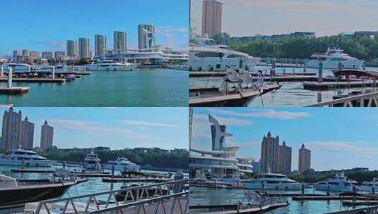 海南三亚清水湾的豪华游艇码头高清在线视频素材下载