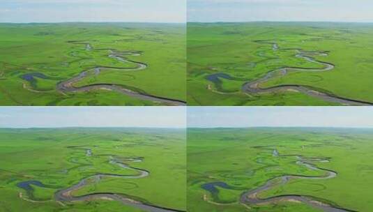 呼伦贝尔草原上的莫日格勒河高清在线视频素材下载