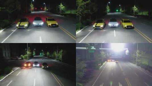 夜晚时尚的跑车行驶在公路上高清在线视频素材下载