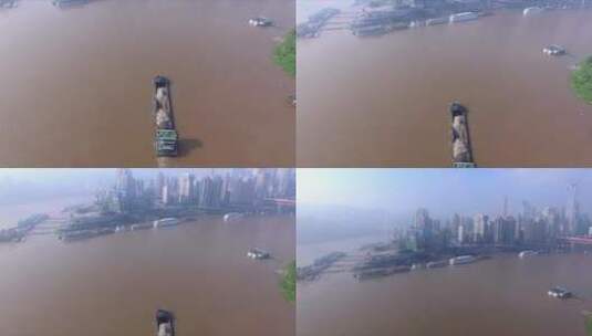 重庆城市江边4K航拍高清在线视频素材下载