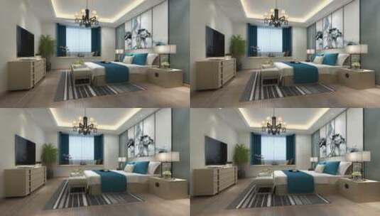 新中式户型 中式卧室 卧室 三维卧室高清在线视频素材下载