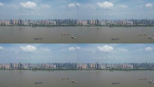 航拍湖北武汉长江CBD高清在线视频素材下载