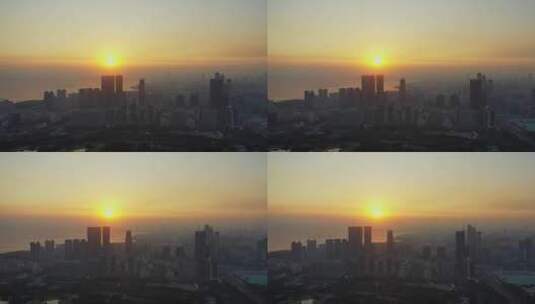 深圳车公庙深圳下沙夕阳下大景右横移高清在线视频素材下载