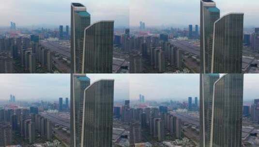 江苏省南京市南京双子塔航拍高清在线视频素材下载