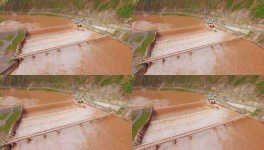 三江源长江上游通天河上的水坝高清在线视频素材下载