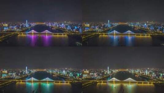 【正版5K素材】武汉大桥灯光秀延时1高清在线视频素材下载