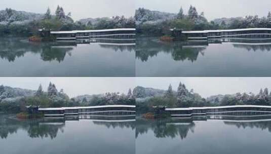 杭州西湖浴鹄湾雪景高清在线视频素材下载