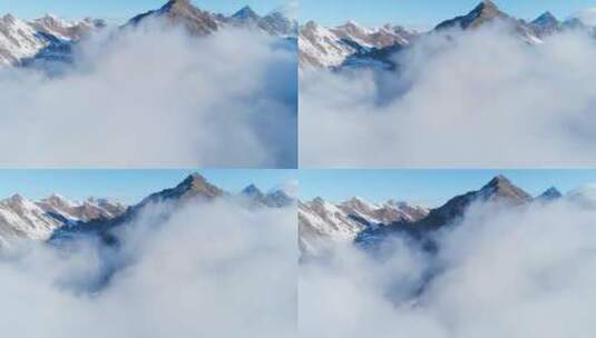 巴郎山雪山云海航拍风景高清在线视频素材下载