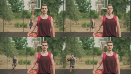篮球运动员特写镜头高清在线视频素材下载