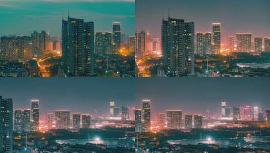 义乌江东城市夜景风光延时摄影高清在线视频素材下载