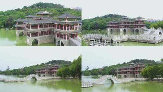 风雨桥 古建筑 狮山公园 榫卯 中式建筑高清在线视频素材下载