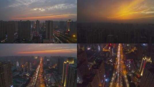 城市夜景车流航拍4k高清在线视频素材下载