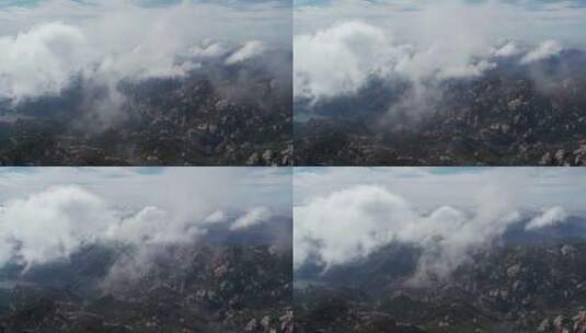 航拍青岛崂山巨峰海上名山特写延时拍摄高清在线视频素材下载