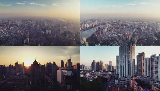 上海傍晚航拍合集高清在线视频素材下载