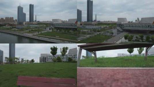 天津滨海新区于家堡航拍高清在线视频素材下载