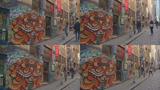 墨尔本涂鸦巷高清在线视频素材下载