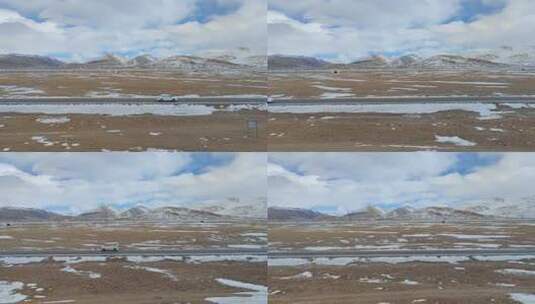 青藏高原火车窗外青藏线青藏公路高清在线视频素材下载