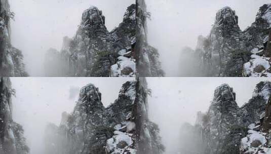 4K安徽黄山冬季雪景风光高清在线视频素材下载