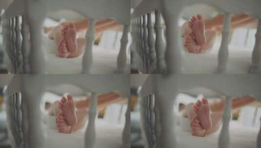 婴儿新生儿脚部特写高清在线视频素材下载