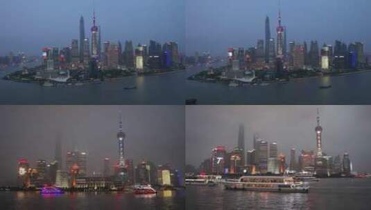 上海夜景航拍延时4k高清在线视频素材下载