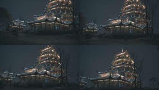 8K重庆鸿恩寺夜景实拍高清在线视频素材下载