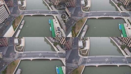 上海苏州河·乍浦桥航拍高清在线视频素材下载